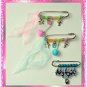 3 JUDAICA PEWTER PIN WITH HAMSA FOR BABY'S EVIL EYE