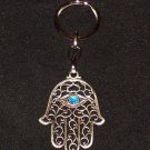 Silver Hamsa - Blue Eye Gem Prayer Evil Eye Key Chain 1