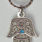 Silver Hamsa ,Blue Eye Gem Evil Eye Key Chain Prayer 2