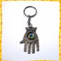 Silver Hamsa - Blue Eye Gem Evil Eye Key ring Prayer