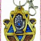 NEW Luck  Wood Success Key chain Hamsa from Holy Land A