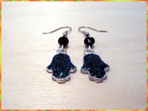 KABBALAH JUDAICA EVIL EYE CHARM EARRINGS RARE HAMSA D