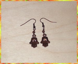 KABBALAH SWAROVSKI EVIL EYE CHARM EARRINGS RARE HAMSA C