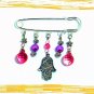 JUDAICA PINK KABBALAH PIN HAMSA BABY GIRL EVIL EYE D