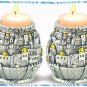 Judaica NEW Silver Gold Candlesticks Jerusalem look