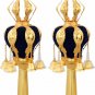 Gold RIMONIM FOR TORAH 29 cm/11.4 " DARK BLUE Finials