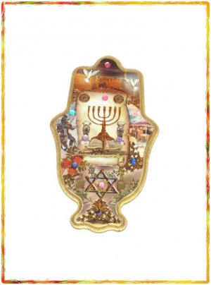 Big Painted Wood Hamsa   Evil Eye  Menorah , new !