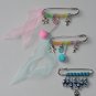3 JUDAICA PEWTER PIN WITH HAMSA FOR BABY'S EVIL EYE A