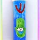 NEW 7 CM PAINTED HAMSAH Mezuzah judaica Torah Doorpost