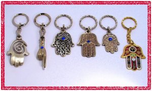6 SILVER HAMSA KABBALAH EVIL EYE KEY CHAIN &acirc;�� Prayer