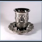 New Judaica Silver Nickel Shabbat Kiddush Cup and Tray