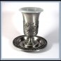 Judaica Silver Pewter Kiddush Shabbat Cup and Tray New