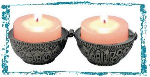 Judaica  NEW  Silver Travel Candlesticks Jerusalem look