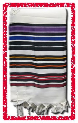 JEWISH MULTICOLOR TALLIT PRAYER SHAWL WOOL TALIT  S=45