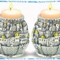 Judaica NEW Silver Gold Candlesticks Jerusalem look A