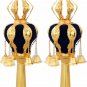 Gold RIMONIM FOR TORAH 29 cm/11.4 " Finials DARK BLUE