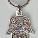 Silver Hamsa - Blue Eye Gem Evil Eye Key Chain Prayer 3