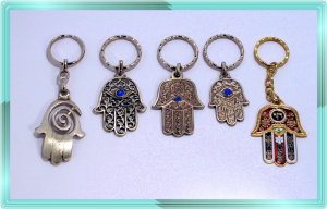 5 SILVER HAMSA KABBALAH EVIL EYE KEY CHAIN  Prayer 1