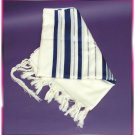 WOOL JEWISH BLUE-SILVER TALLIT TALIT PRAYER SHAWL S=50
