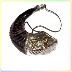 New Judaica  Oil 13" Anointing Silver Rams Shofar