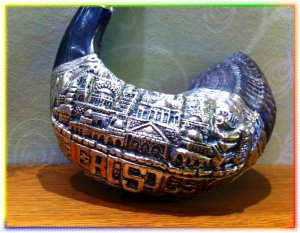 Unique Silver-plated 23" Rams Horn Shofar Judaica Rare