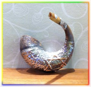 Unique Silver-plated 26" Rams Horn Shofar Judaica Rare