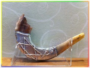 Unique Silver-plated Moroccan 18.5" Rams Shofar Judaica
