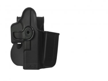 IMI BLACK Polymer Retention Holster + Integrated Magazine Pouch Compatible with Glock 28 Gen 4