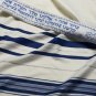 100% Wool Tallit Prayer Shawl in Blue and Silver Stripes Size 51" L X 71" W