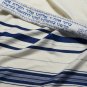 100% Wool Tallit Prayer Shawl in Blue and Silver Stripes Size 24" L X 72" W