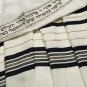 100% Wool Tallit Prayer Shawl in Black and Silver Gold Size 55" L X 75" W
