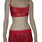 Red Sequin Skirt Set Exotic Dancer