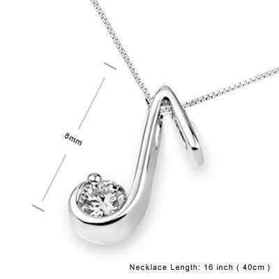 0.13 Carats Music Symbol White Gold Diamond Necklace