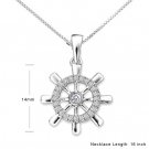 Ship Boat Compass Sailor  White Gold Diamond Necklace