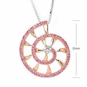 SHELL Pink Sapphire Diamond Necklace Party Disco Gift