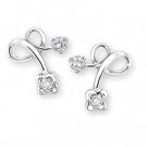 White GOLD Floral Ribbon Wedding Party Diamond Earrings