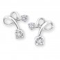 White GOLD Floral Ribbon Wedding Party Diamond Earrings