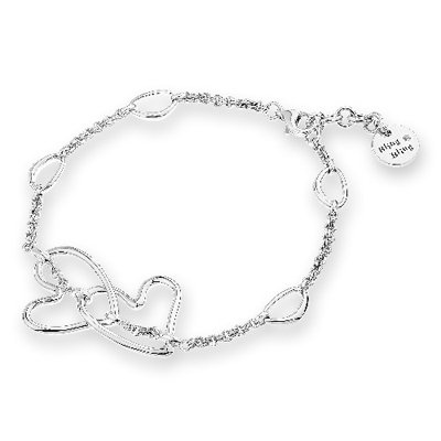 Double Heart Lover Bracelet Platinum Plated 925 Silver