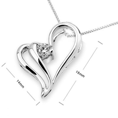 0.13 Ct Heart White Gold Diamond Necklace Lover gift
