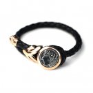 Virgo Leather Female Bangle / Bracelet (Rose Golden Buckle)- Silver Kings