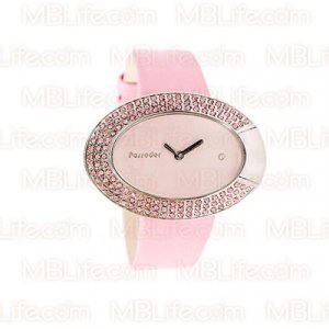 Baby Pink Babydoll Retro Crystal Genuine Leather Watch