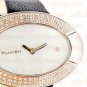 Vintage 70s Style Retro Crystal Black Leather Watch