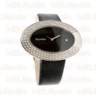 Vintage Style Retro Crystal Black Leather Lady Watch