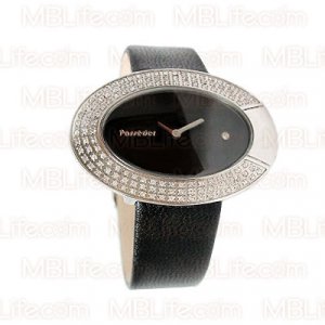 Vintage Style Retro Crystal Black Leather Lady Watch