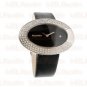 Vintage Style Retro Crystal Black Leather Lady Watch