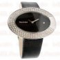Vintage Style Retro Crystal Black Leather Lady Watch
