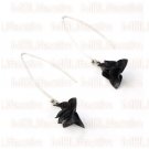 Mystery Black Lily 925 Silver Romantic Floral Earrings