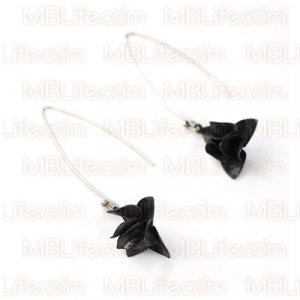Mystery Black Lily 925 Silver Romantic Floral Earrings