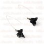 Mystery Black Lily 925 Silver Romantic Floral Earrings