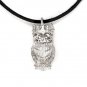 Owl Animal King Crown 925 Silver Necklace Leather chain